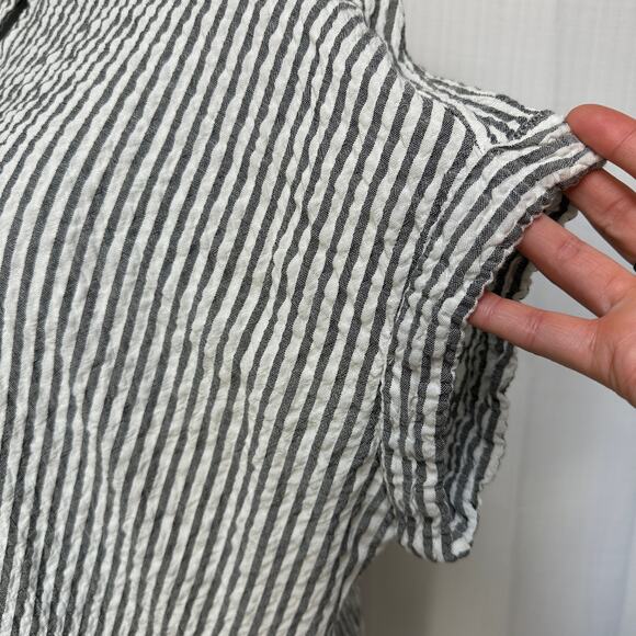 Jane+Delancey Striped Rolled Sleeve Button Shirt Seersucker Fabric Top Sz: 2X - Picture 6 of 8